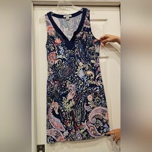 Tommy Bahama Blue and Pink Paisley Dress SIZE L